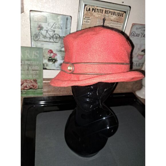 GORGEOUS Classy Classic Coach Women's Wool Blend Bucket Hat Sunset Red Size M/L - Picture 3 of 11